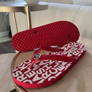 Michael Kors Red Logo Flip Flops